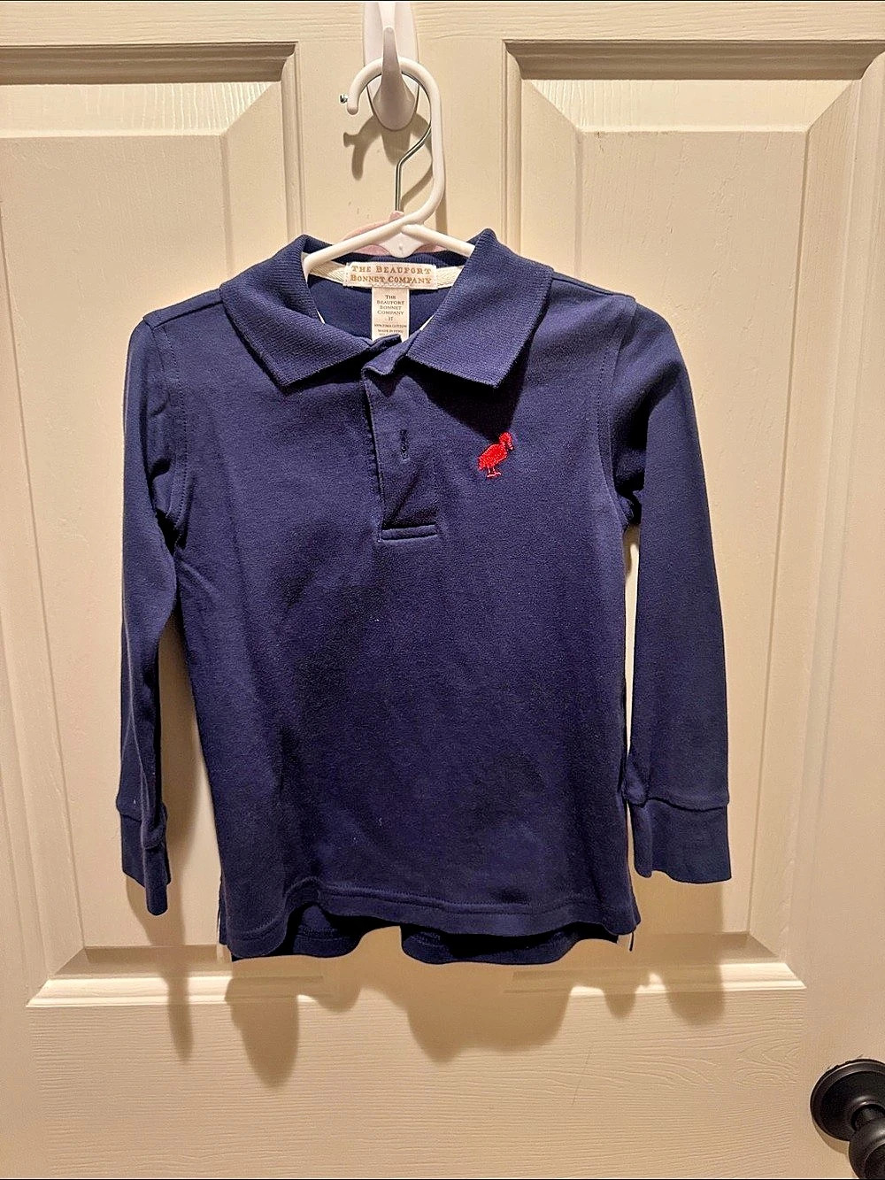 The Beaufort Bonnet Company Long Sleeve Prim & Proper Polo Navy Blue 3T
